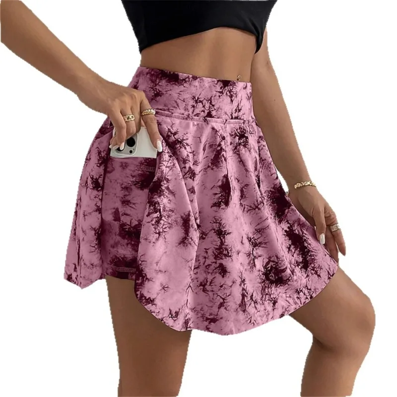 Summer Hot Women's Skirt European American Foreign Trade 3D Printing High Waist Casual Right Pocket Culottes Independent Station