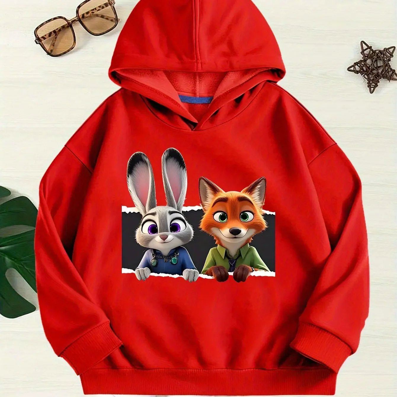 هوديس أزياء Zootopia من Disney لفصل الشتاء للأطفال بتصميم كرتوني لطيف على شكل أرنب وثعلب مطبوع ملابس الفتيات والأولاد