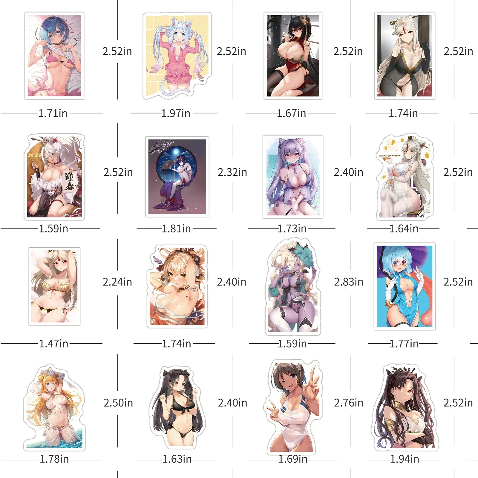 50pcs Cartoon Sexy Two-dimensional Anime Heroine Genshin Hentai Waifu Exclusive Stickers