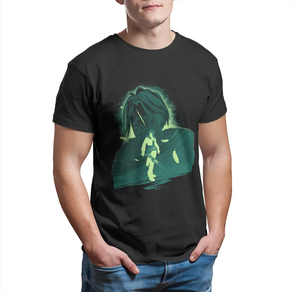 

SeeD mercenary Green Unisex T-Shirt for Men vintage Final Fantasy Cloud video game mens clothes Printed t-shirt 100% Cotton
