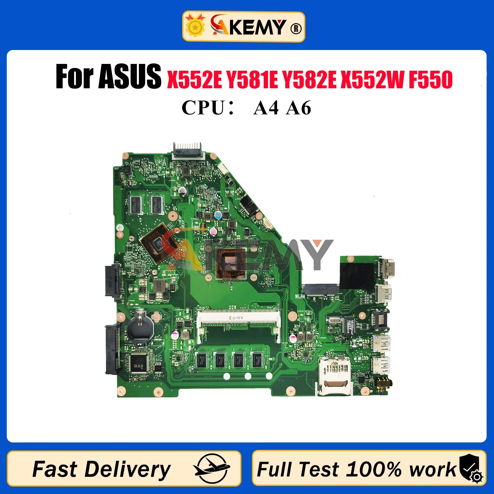 

X550WE Laptop Motherboard For ASUS VivoBook X550W X552EP Y581E Y582E X552W F550WE X550WE Notebook Mainboard With A4 A6 CPU stk