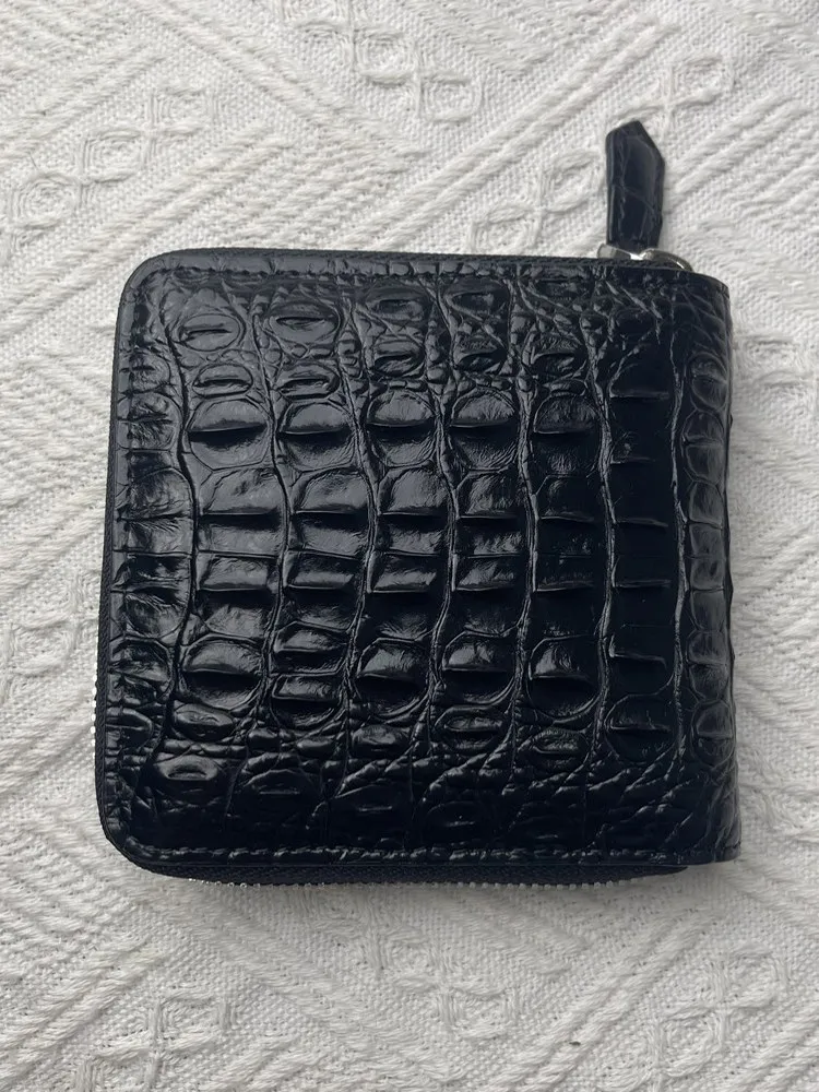 Designer Men Fashion New Wallets Zipper Crocodile Skin Genuine Leather Wallet Clutch Handbag Casual Male Short Purse Card Holder