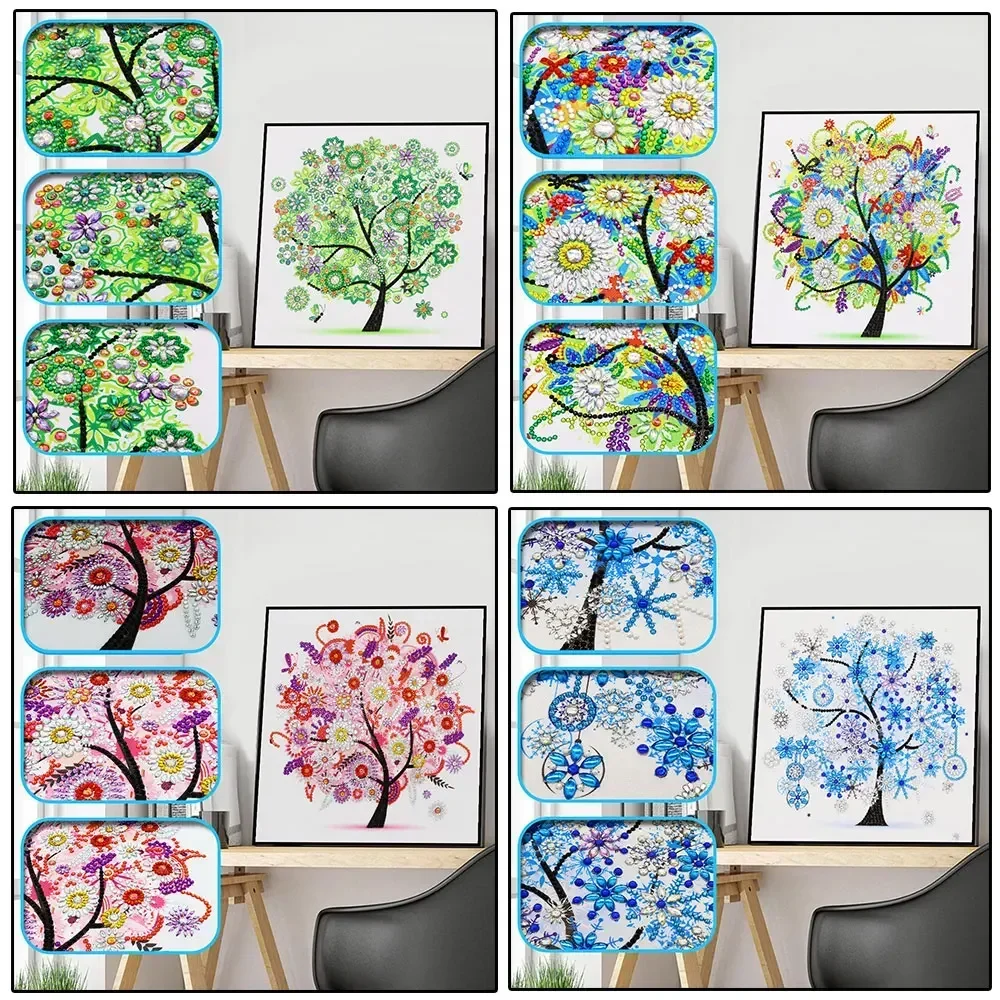 5D DIY diamond embroidery Four seasons flower tree animal owl special shape diamond painting rhinestone crystal diamond