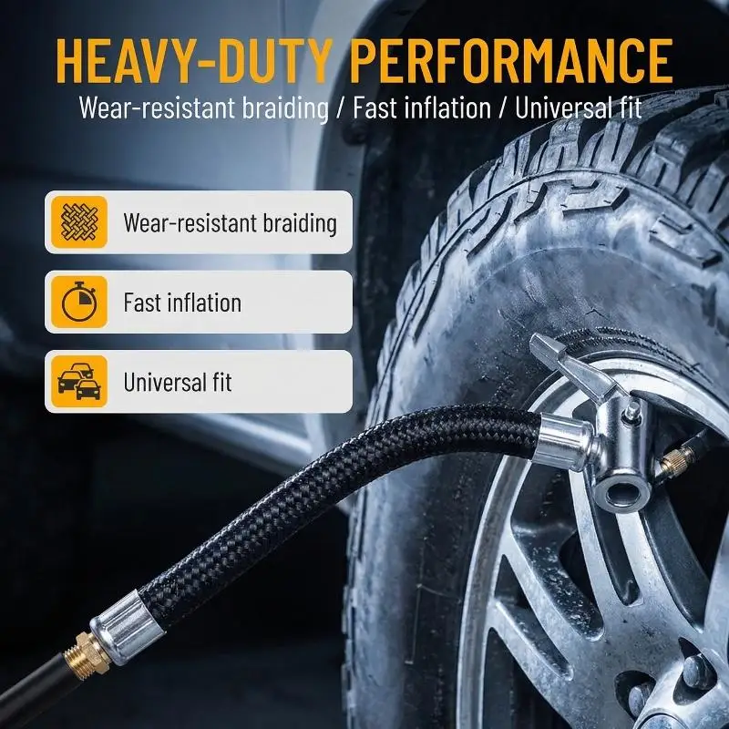 New Cannot Deflate Car Bike Motorcycle Tire Air Inflatable Pump Extension Tube Hose With Adaptors Replacement Connection Tube