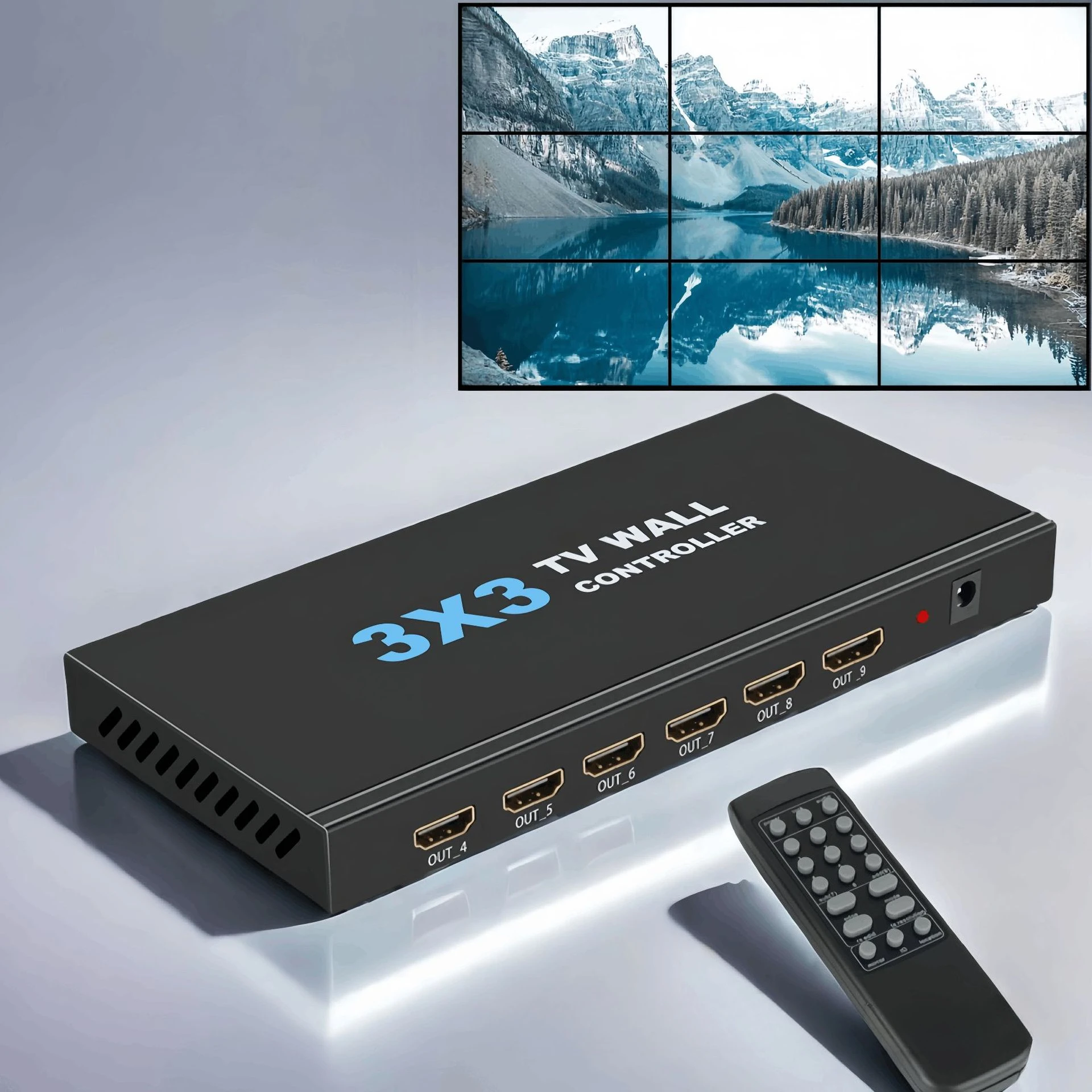 4K Video Wall Controller 3X3 Compatible TV Multi-Screen Processor Switcher 3X4/4X3/4X4 with Remote Control for Video Walls