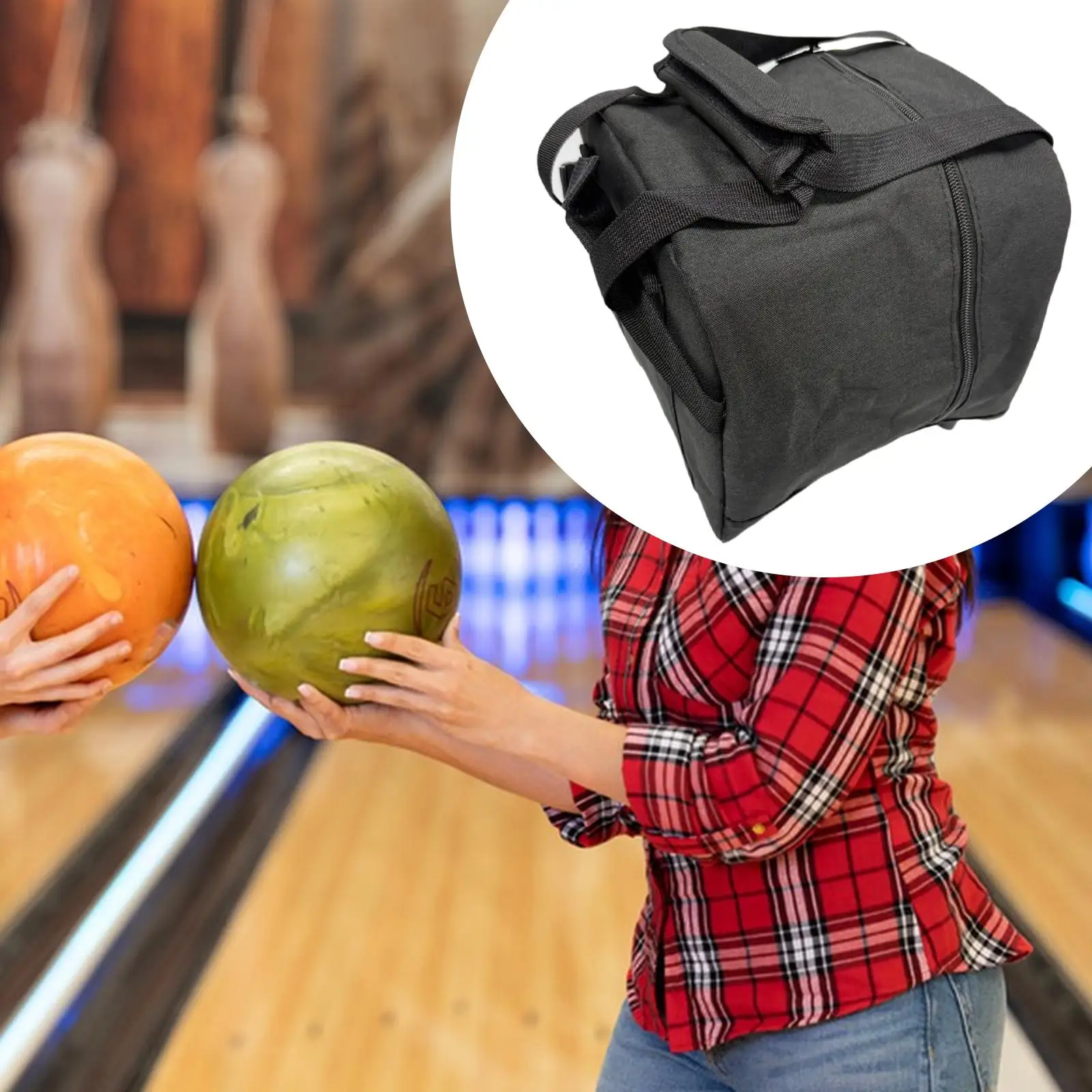 

Bowling Ball Storage Bag Lightweight Container Case Portable with Front Pocket Shoulder Bag with Adjustable Strap Separate