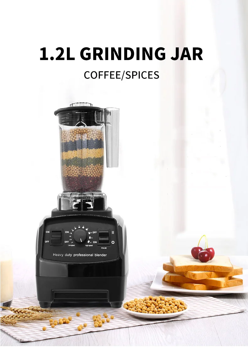 

Профессиональный промышленный блендер TULX, 2 л, 2-в-1, высокоскоростной, из нержавеющей стали, для коммерческого использования, с функцией соковыжималки