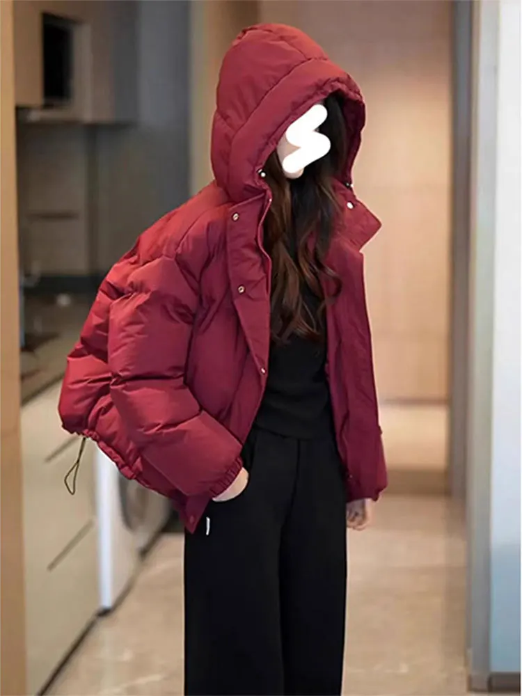 

Women's ort Hooded Cotton Jaet Warmth US Sle Casual High Quali Winter New Faion Commute Loose Fit Zipper Closure
