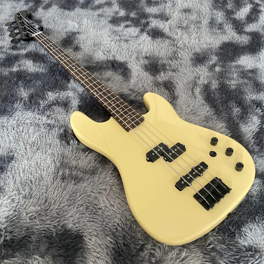 Factory customized high quality electric bass P bass yellow body black neck black accessories