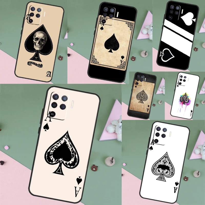 Ace of spades Poker Card Case For OPPO A57S A5 A9 A53 A15 A17 A57 A77 A16 A76 A96 A52 A72 A58 A78 A98 A54 A74 A94