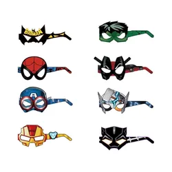 8pcs Avengers League Spiderman Glasses Photo Props Sets Birthday Party Supplies Marvel Theme Cosplay Halloween Dress Up Gifts