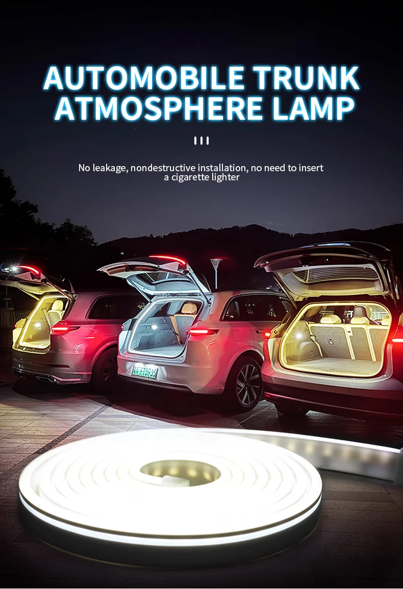 2 m/3,6 m/4,2 m/5 m Auto Stamm LED Streifen Lichter Super Helle Flexible Silikon innen Auto Dekorative Lampe DIY Lampe Weiß Warm Weiß – Detail 1
