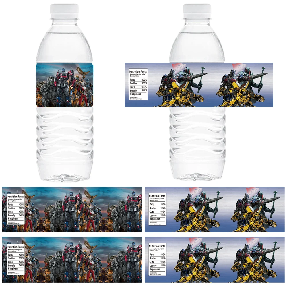 

Cartoon Transformation Birthday Party Decoration Sticker Baby Shower Party Supplies Robot Bottle Sticker Label Accessories Decor