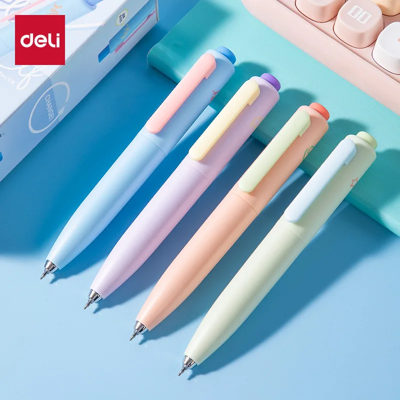 

Deli 4/8pcs 0.5mm Black Ink Quick-drying Cute Gel Pen School Student Supplies Office Supplies Stationery Signing Pen Kawaii Gift