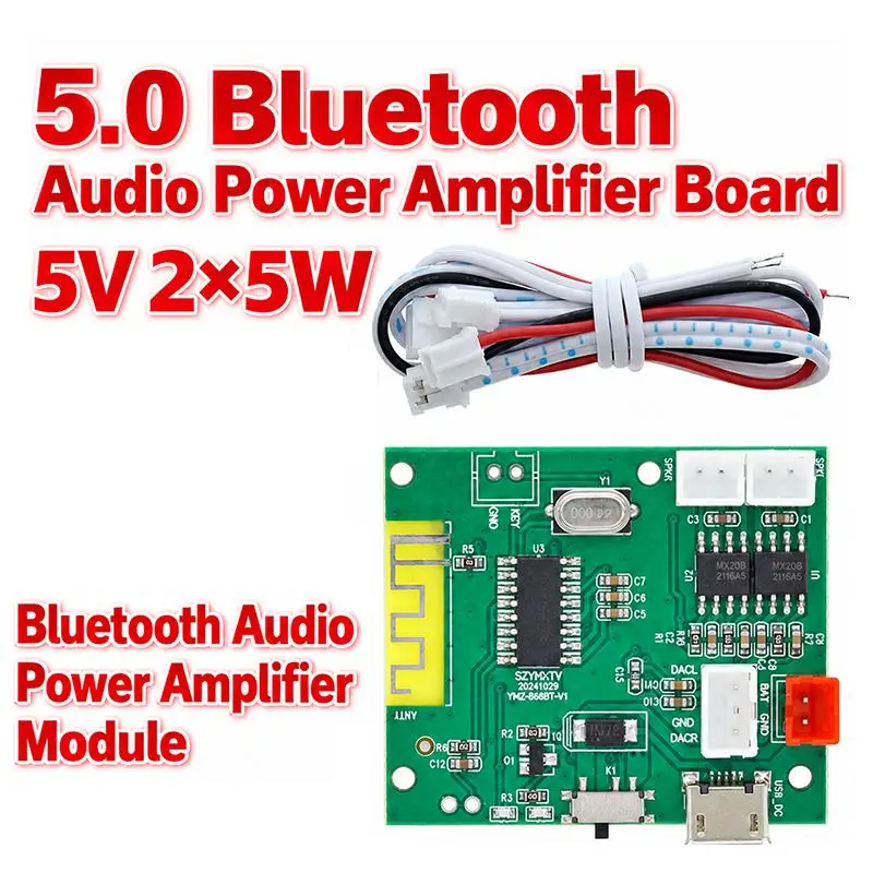 TWS Bluetooth 5.0 Power Amplifier Board 5W+5W 3.7V 5V Miciro USB True Wireless Stereo Module For Car Home Speaker Subwoofer DIY