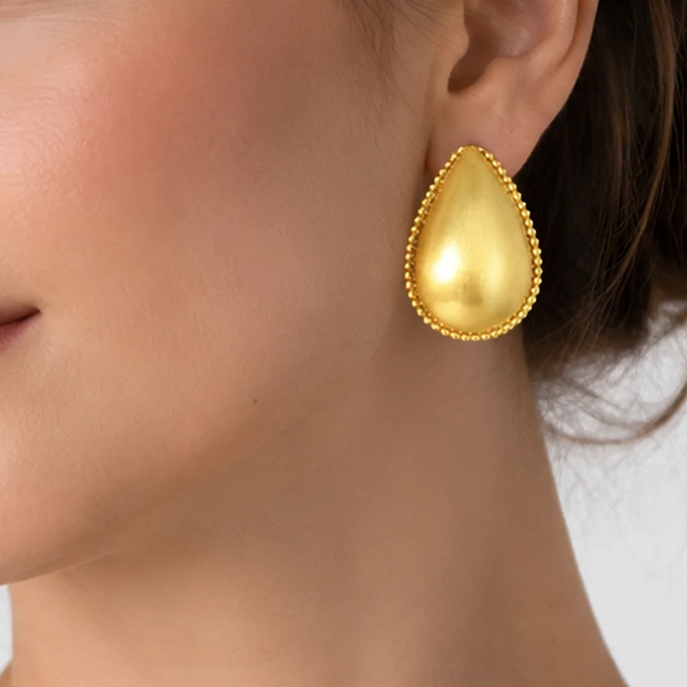 YTJX 18K vergoldete Tropfen-Ohrringe mit Perlenrand, Wassertropfen-Ohrring, afrikanischer Dubai-Ethno-Schmuck für Frauen, Partygeschenk – Detail 2