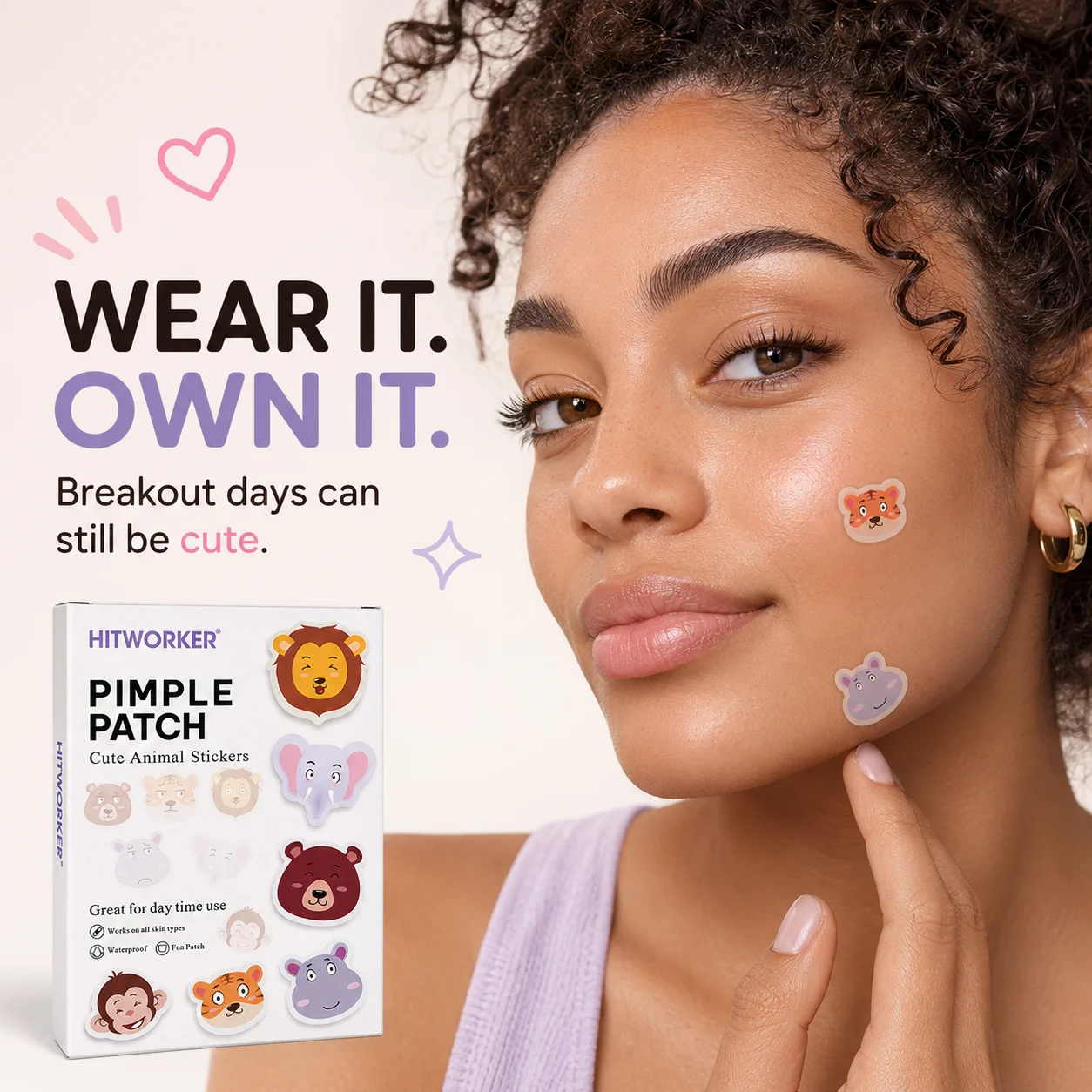 120PCS Cute Animal Pimple Patches Cartoon Elephant Lion Tiger Bear Monkey Face Blemish Cover Stickers Waterproof Skin Care Patc