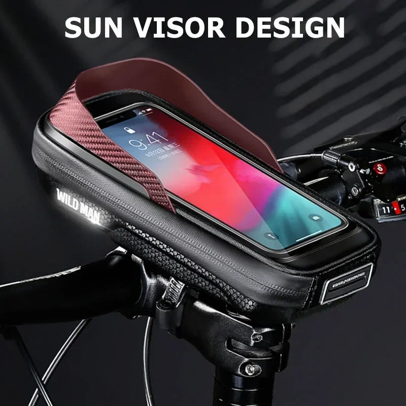 

Wild Man Rainproof Bicycle Bag Phone 6.8inch Bike Handlebar Bag TPU Touch Screen Cycling Stem Bag Ride Accessory