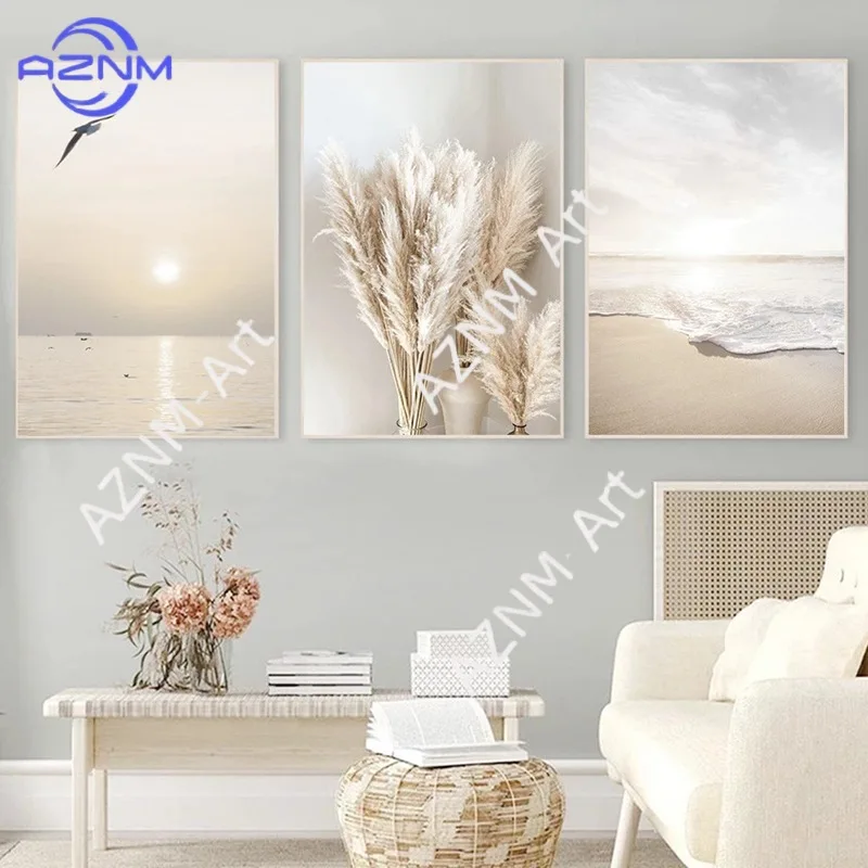 Modern seaside beautiful scenery beach living room picture poster canvas decoration painting core