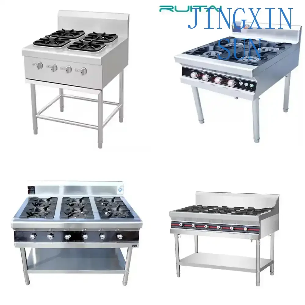 RUITAI Commercial Gas Stove 201 Stainless Steel 4 Burner for Hotel Restaurant Industrial Kitchen Table Installation Class for