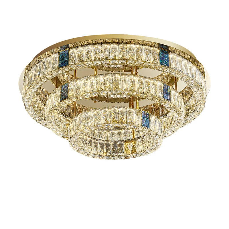 3 Layer Modern Silver Gold Crystal Dimmable Led Lamparas De Techo Ceiling Lights Ceiling Light Ceiling Lamp For Foyer Bedroom