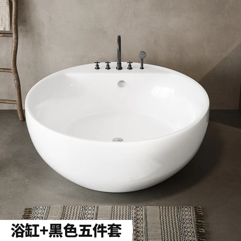 حوض استحمام مستدير مستقل متكامل بدون خياطة فندق B & B حوض استحمام أكريليك منزلي مزدوج حوض استحمام كبير للزوجين