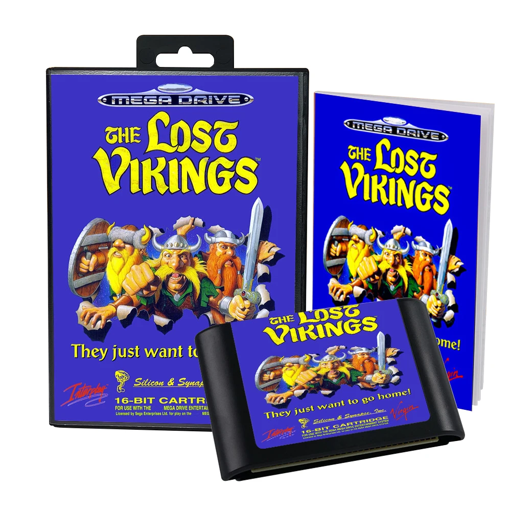 Lost Vikings,The EUR Cover Game for SEGA MD Mega Drive Genesis Consoles Game Cartridge Box Manual