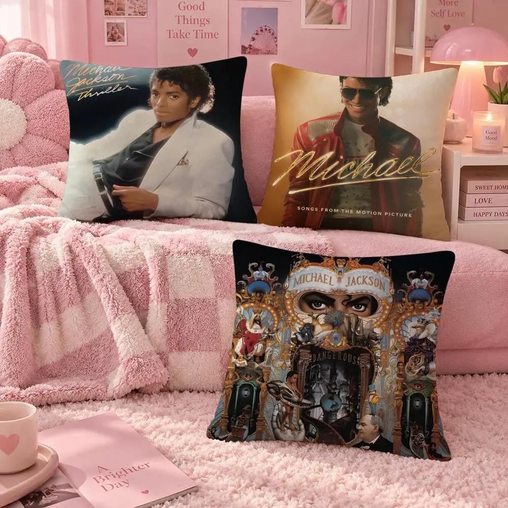 Singer Pop Michael Jackson Cushion Cover Soft Throw Pillow Cover Washable Plush Cushion Case for Sofa Bed Living Room