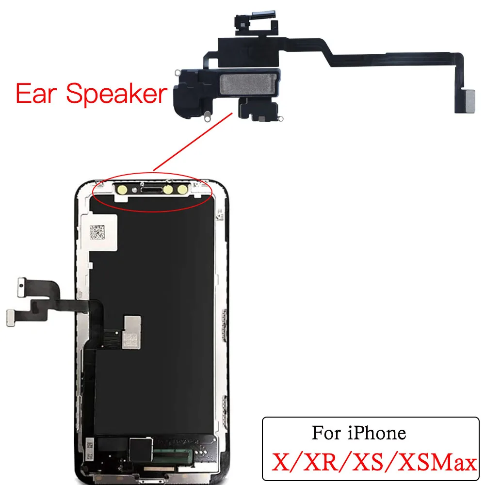 Ear Speaker With Flex Cable Replacement For iPhone X XR XS Max Top Loud Ring Include Microphone No Face ID