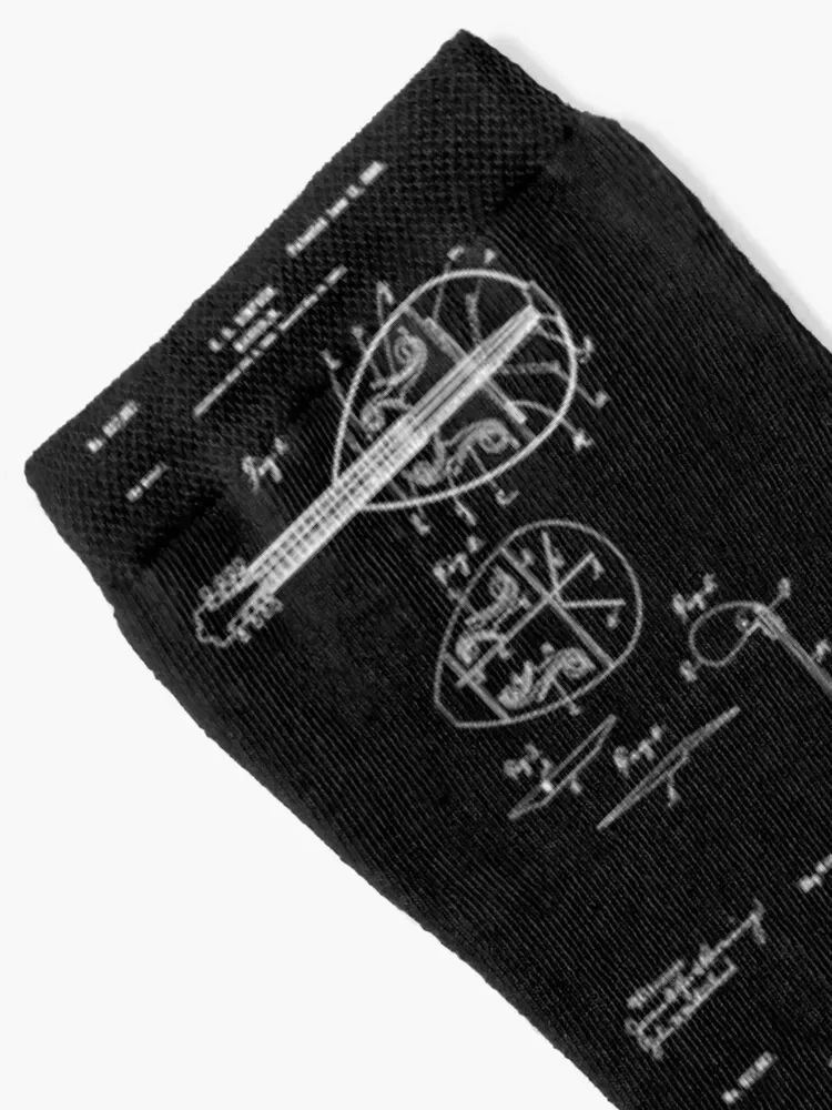 Mandolin Patent Style Vintage Mandolin Line Art Socks warm winter cotton with print Socks Men Women's