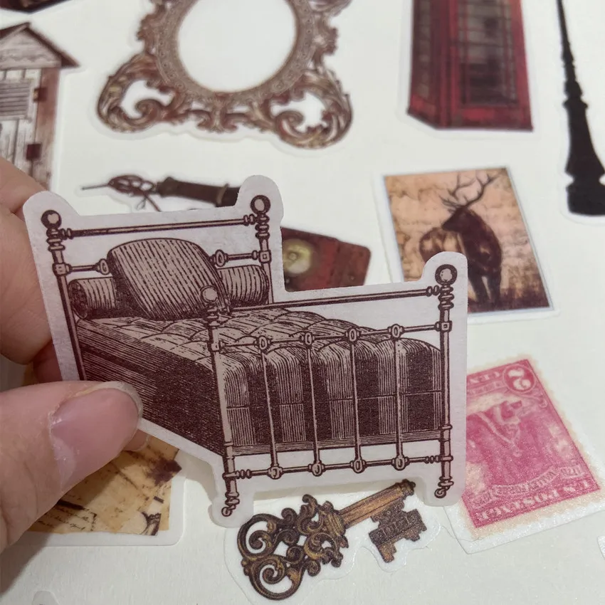 60pc/bag Vintage Object Carriage Washi Decoration Sticker Paper Diy Handmade Diary Album Scrapbooking