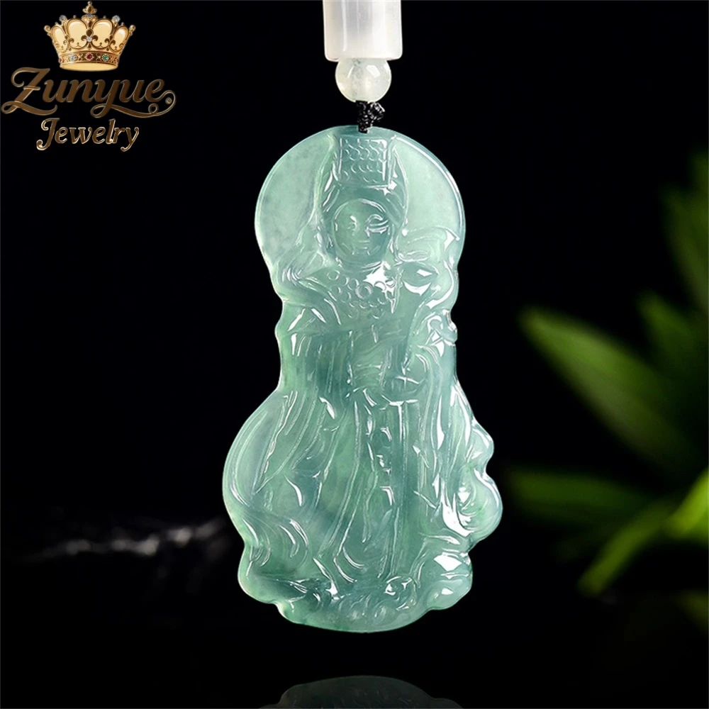

Genuine Natural A - Grade Jadeite Blue Water Mazu Jade Pendant Luxury Quality Jewelry Fashion Jewelry Exquisite Charms Popular