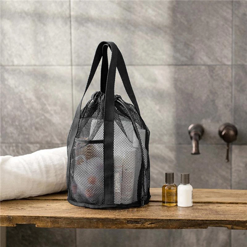 Toiletries Transparent Storage Bag Travel Hollow Mesh Storage Bag Bathroom Swimming Beach Bag Mouthwash Folding Bucket Bag