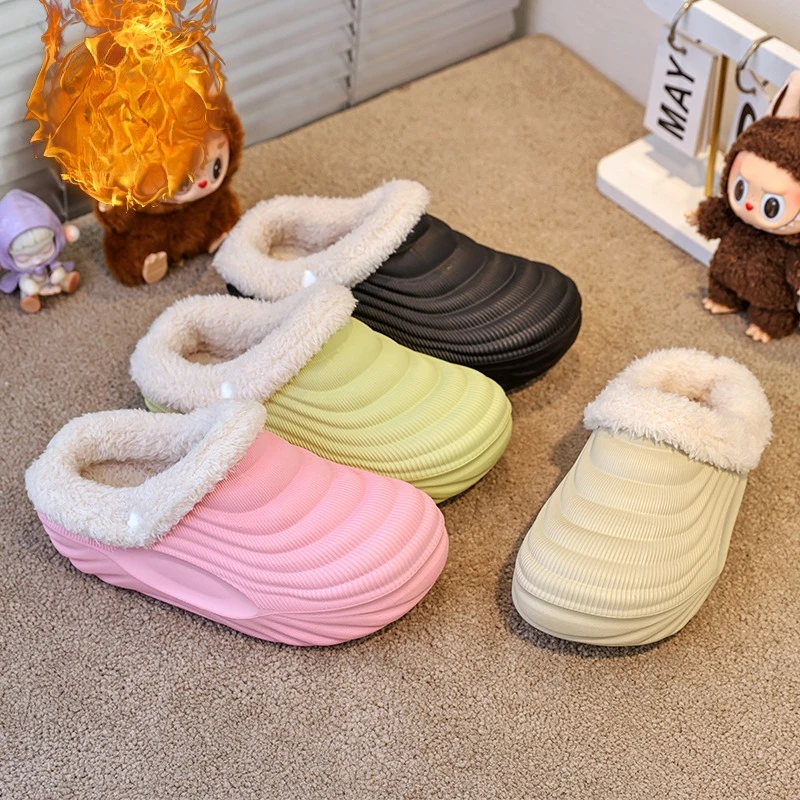 

Детская хлопковая обувь, зимние теплые плюшевые сабо для детей, нескользящие удобные домашние хлопковые тапочки, шлепанцы для мальчиков и девочек