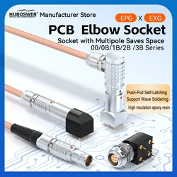 EPG EXG Elbow 90° PCB Socket Printed Circuit 00B 0B 1B 2 3 4 5 6 7 8 9 10 Pin  Push-Pull Self-Latching Connector Compatible LEMO