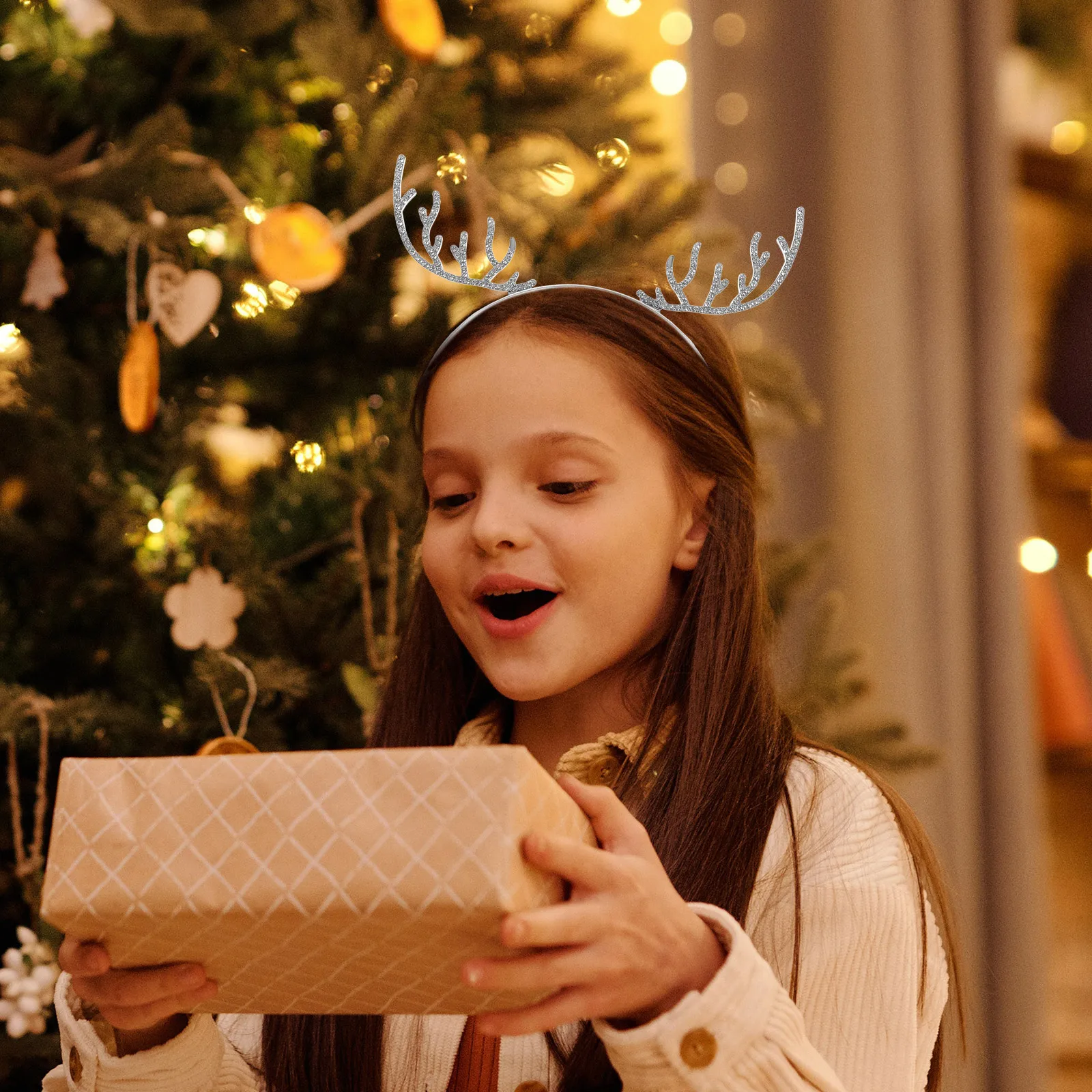 

3pcs Christmas Silver Hair Accessories Women Sparkling Antler Headbands Festive Xmas Party Role Play Headband Set Shiny