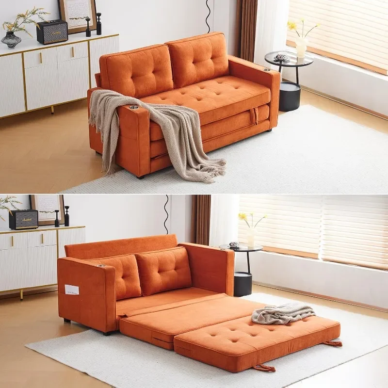 Sofa Bed Full Size Pull Out Couch Bed Burnt Orange Futon Couch 64