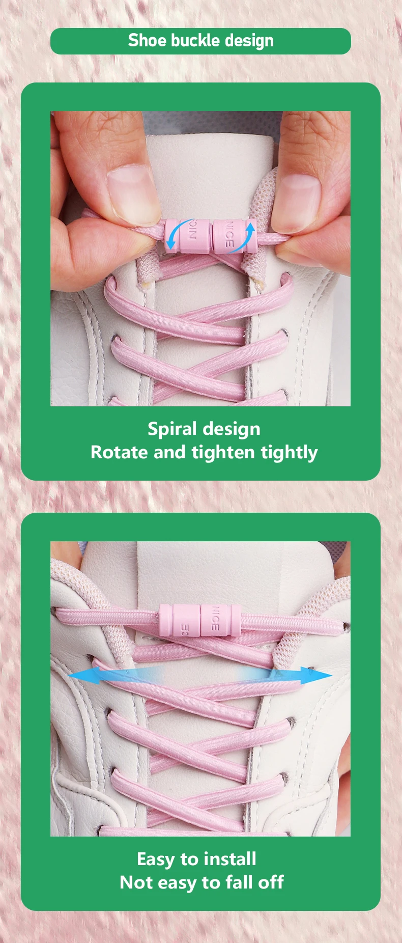 Elastische Schnürsenkel ohne Binden, mit Metallschnalle, für Sneaker und flache Schuhe, Schnürsenkel ohne Binden, Schuhzubehör für Kinder und Erwachsene, 1 Paar/2 Paar. – Detail 5