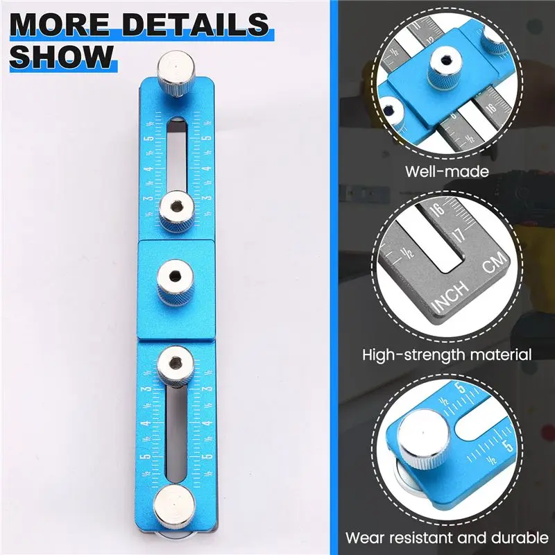 DT15 Handle Punching Positioner Drawer Cabinet Door Handle Installation Aids Woodworking Hole Cutting Tool Blue Gray
