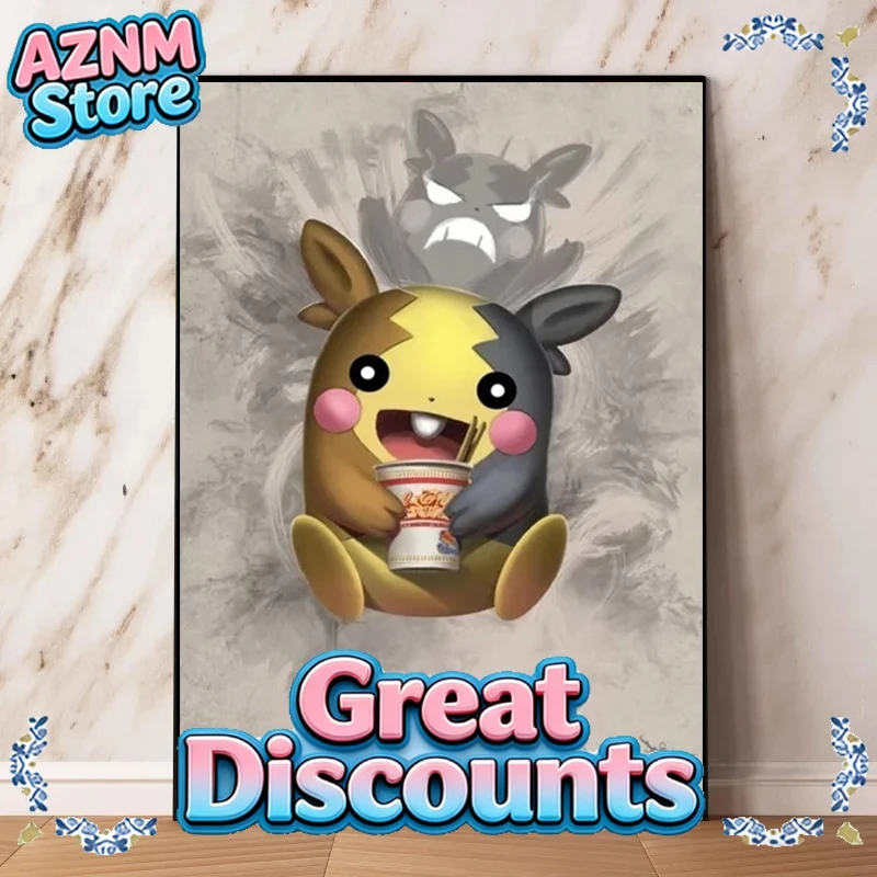 Pintura en lienzo de dibujos animados de Pokémon, Pikachu, Gengar, Eevee, Mew, arte de pared, póster impreso HD Retro, decoración del hogar para habitación de niños