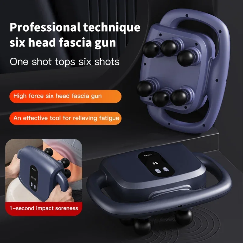 Six High Frequency Fascia Gun Home Body Massage Machine Equipment Professional Back Waist Shoulder Muscle Massage Gun