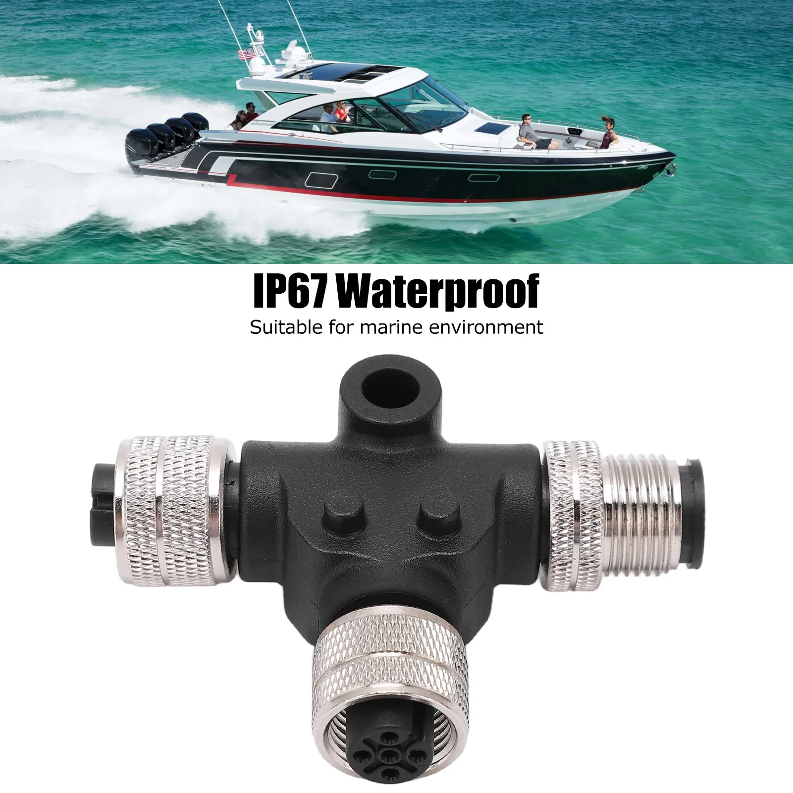 Boat Accessories Marine Tee T Connector Fitting M12 Thread Ip67 Waterproof For Nmea 2000 Networks /Lowrance /Simrad Networks