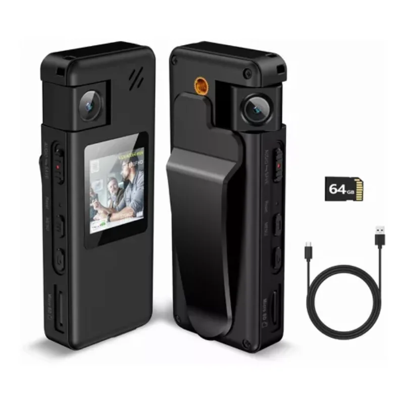 

64GB human body camera with rotating lens, recording video and audio surveillance system security camera