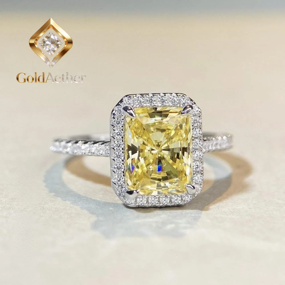 

Роскошное женское кольцо GoldAether из цельной платины PT950 с желтым бриллиантом и муассанитом огранки Райдэн «Ледяной цветок»