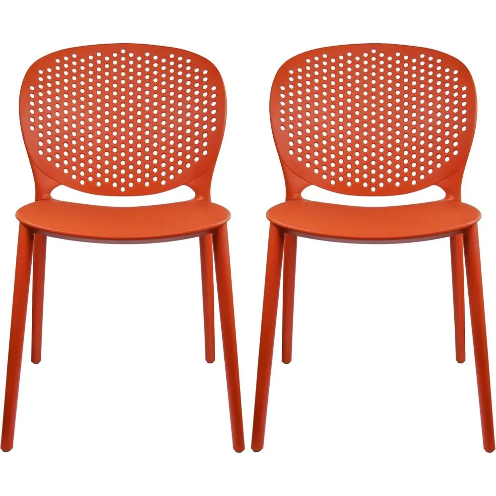 

Stackable Outdoor Patio Dining Chairs - Weather-Resistant Plastic for Poolside, Yard, Porch, Balcony, Kitchen - Orange
