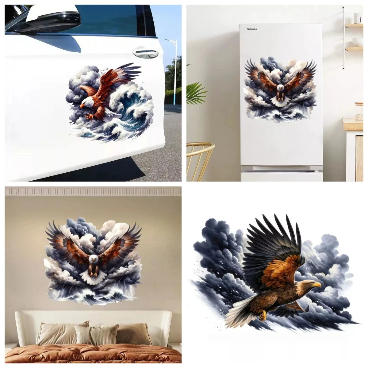 

Waterproof Self-Adhesive Roc Spread Wings Sticker - Eagle Scratch Cover Decal for Car Doors & Home Decor
