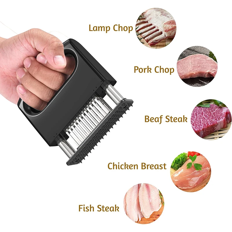 1Pc Retractable Stainless Steel Meat Needle Softener Tenderizer 48 Blades Kitchen Cooking Steak Hammer Pounder Tools Meat Beater