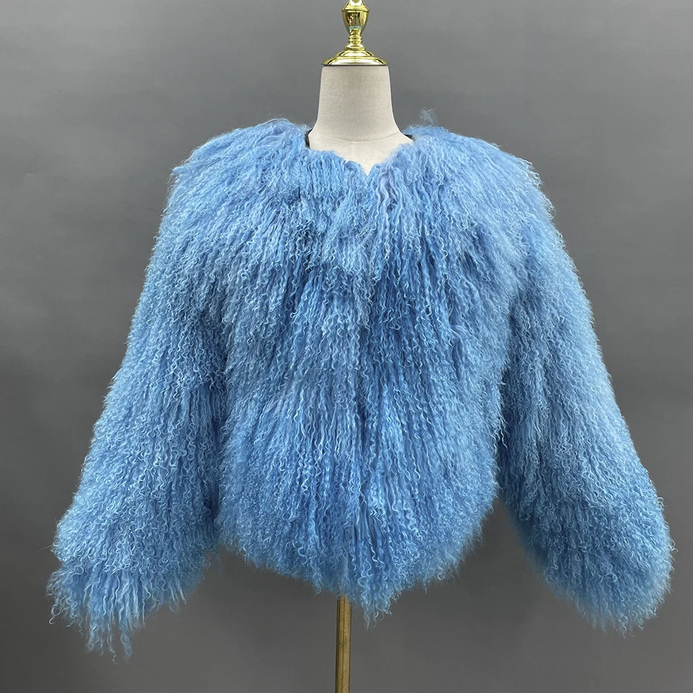 JANEFUR Mongolian Sheep Fur Coat Women Short Fashion Warm Wholesale Custom Winter Real Lamb Fur Jackets