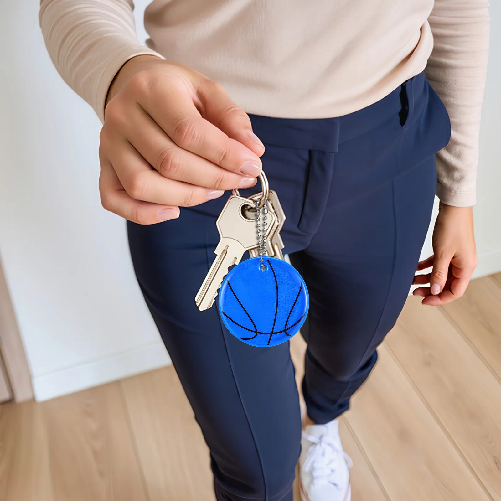 11Pcs Basketball Reflective Charm Pendant for Backpacks Suitcases Bikes Keychains Traffic Safety Fluorescent Sporty Decor