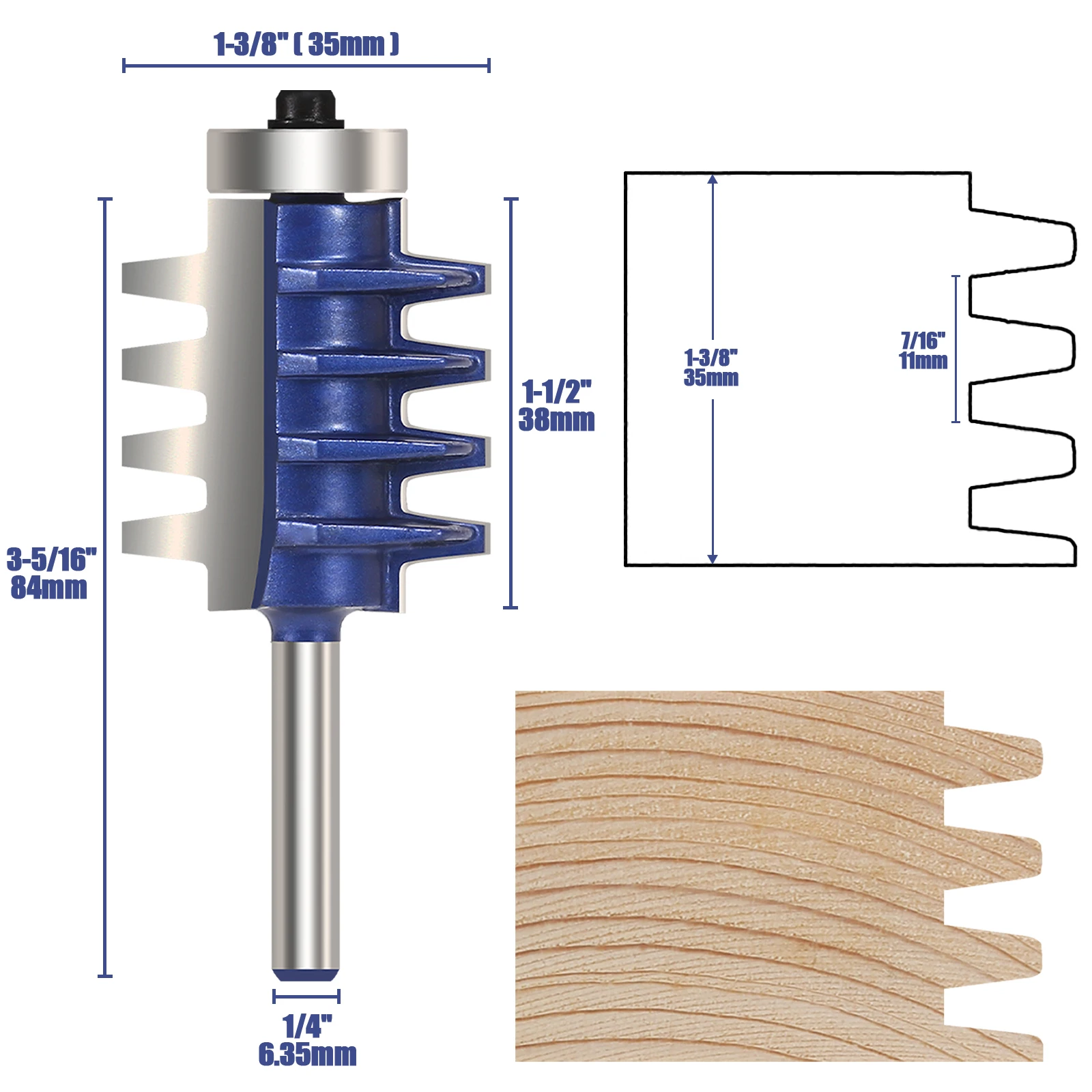 6.35mm Shank Router Bit Finger Joint Glue Raised panel V joint milling cutter for wood Tenon Woodwork Cone Tenoning Bit